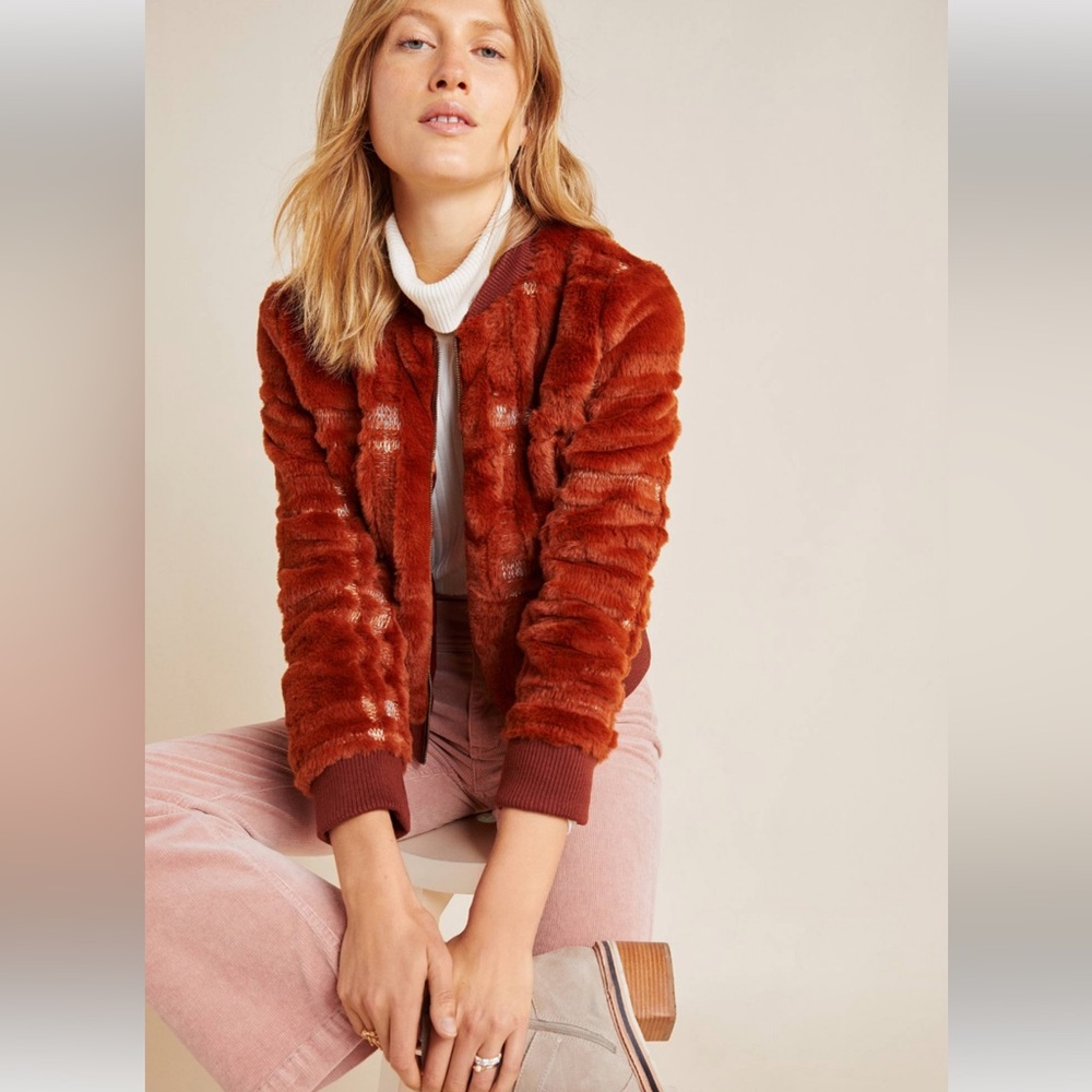 Anthropologie faux fur bomber jacket
